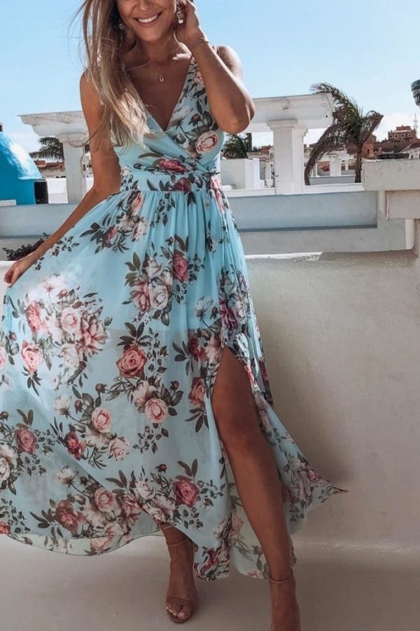 The Best Women's Boho Casual Floral Sleeveless Beach Long Dress Fashion Ladies Holiday Casual Sundress Dress Hot Online - Takalr