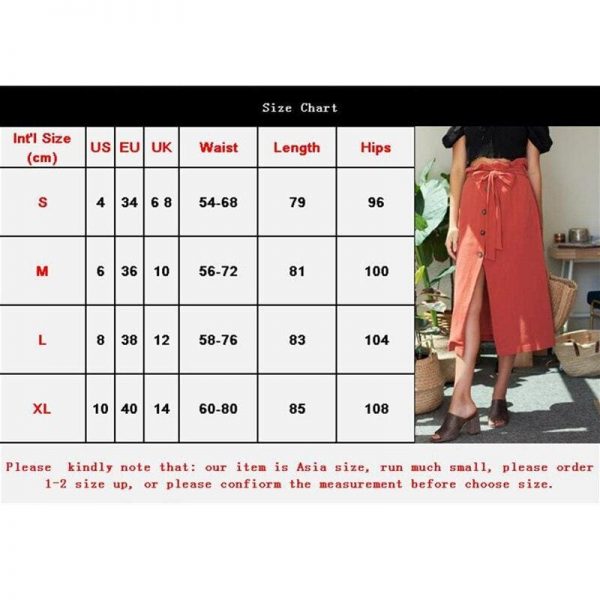 The Best Women's Boho Elastic High Waist Front Slit Skirt Maxi Button Bandage Casual Solid Color Skirt Fashion Summer Clothes Online - Takalr