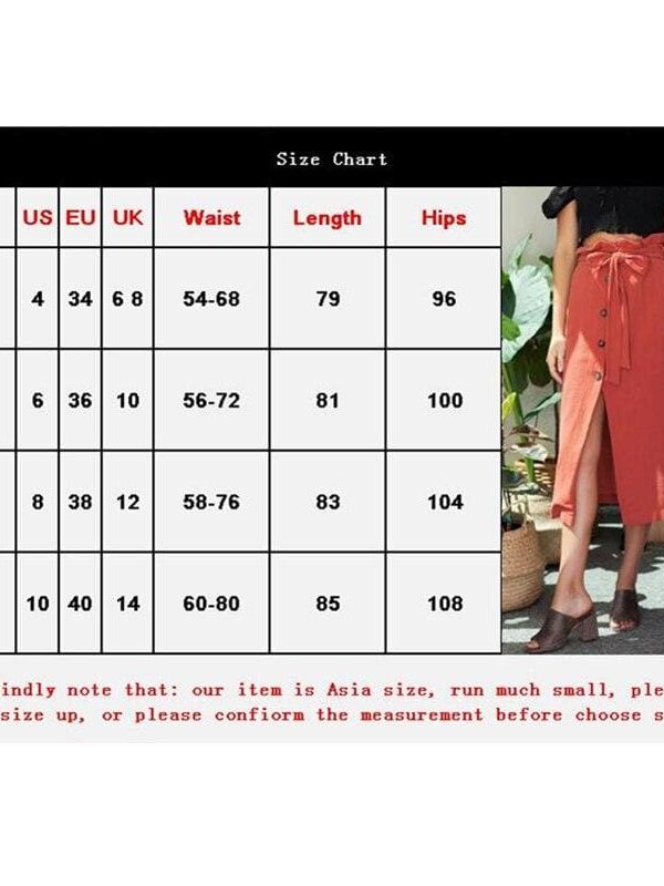 The Best Women's Boho Elastic High Waist Front Slit Skirt Maxi Button Bandage Casual Solid Color Skirt Fashion Summer Clothes Online - Takalr