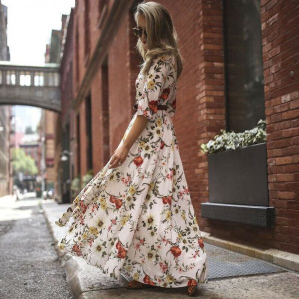 The Best Women's Boho Maxi Dress Floral Summer Beach Party Long Sundress Fashion Ladies Casual Daily Half Sleeve Dress Clothes Online - Takalr