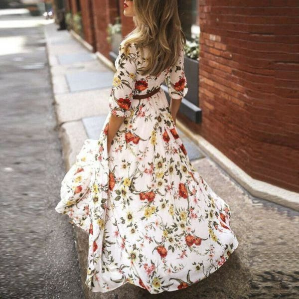 The Best Women's Boho Maxi Dress Floral Summer Beach Party Long Sundress Fashion Ladies Casual Daily Half Sleeve Dress Clothes Online - Takalr