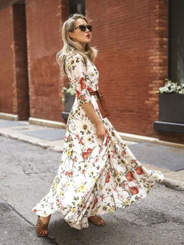 The Best Women's Boho Maxi Dress Floral Summer Beach Party Long Sundress Fashion Ladies Casual Daily Half Sleeve Dress Clothes Online - Takalr