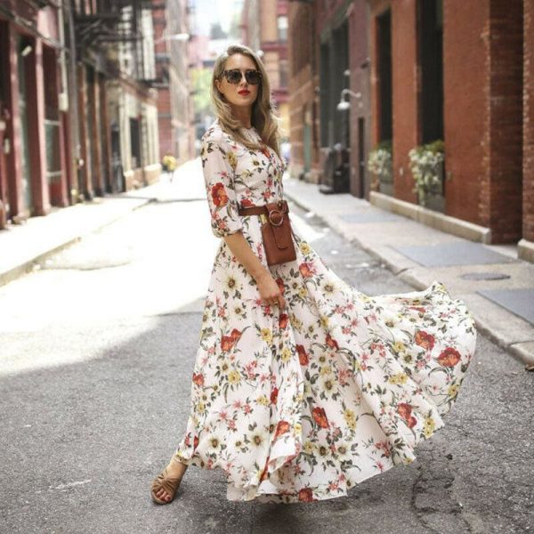 The Best Women's Boho Maxi Dress Floral Summer Beach Party Long Sundress Fashion Ladies Casual Daily Half Sleeve Dress Clothes Online - Takalr