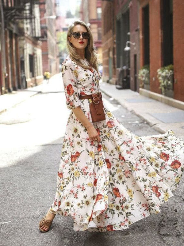 The Best Women's Boho Maxi Dress Floral Summer Beach Party Long Sundress Fashion Ladies Casual Daily Half Sleeve Dress Clothes Online - Takalr