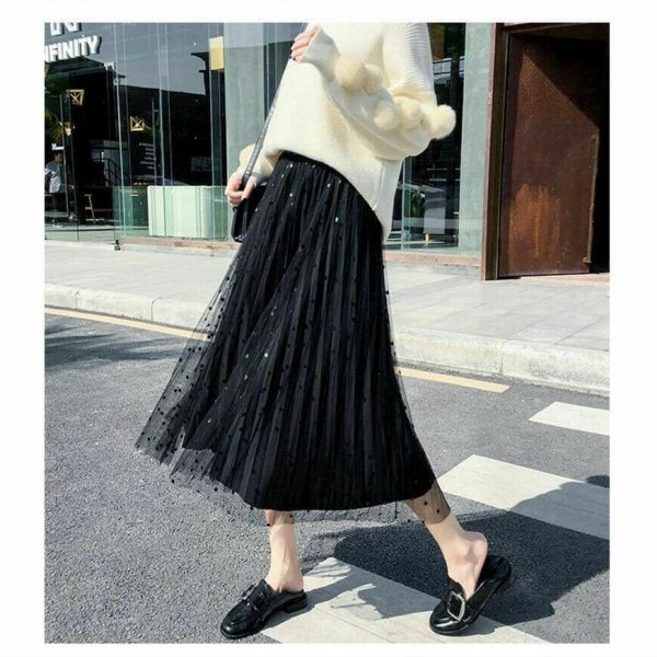 The Best Women's Boho Polka Dot Long Maxi High Waist Skirt Summer Ladies Casual Pleated Beach Skirt Sundress Online - Source Silk