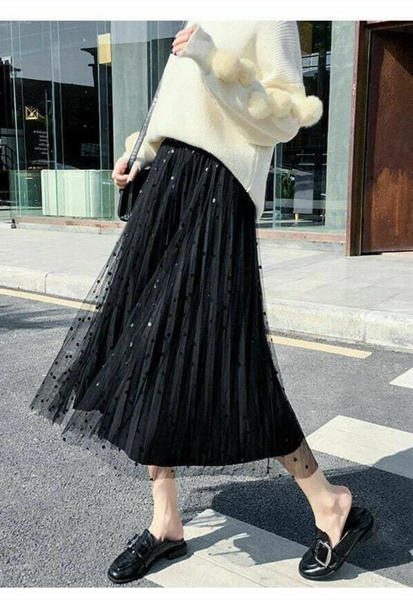 The Best Women's Boho Polka Dot Long Maxi High Waist Skirt Summer Ladies Casual Pleated Beach Skirt Sundress Online - Source Silk