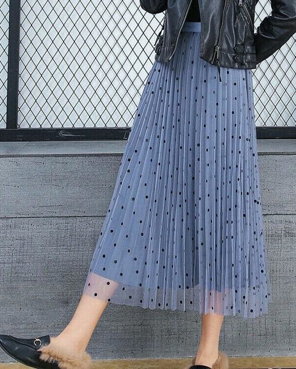 The Best Women's Boho Polka Dot Long Maxi High Waist Skirt Summer Ladies Casual Pleated Beach Skirt Sundress Online - Source Silk