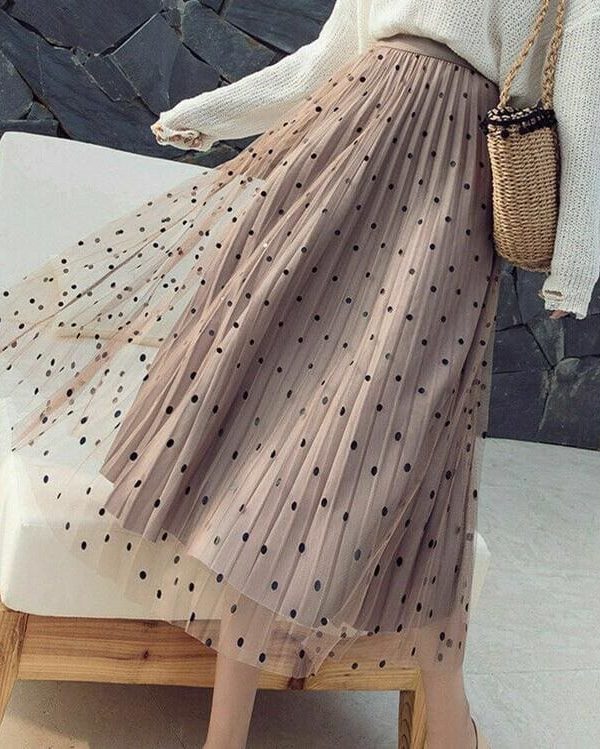 The Best Women's Boho Polka Dot Long Maxi High Waist Skirt Summer Ladies Casual Pleated Beach Skirt Sundress Online - Source Silk