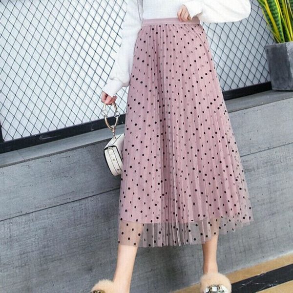 The Best Women's Boho Polka Dot Long Maxi High Waist Skirt Summer Ladies Casual Pleated Beach Skirt Sundress Online - Source Silk