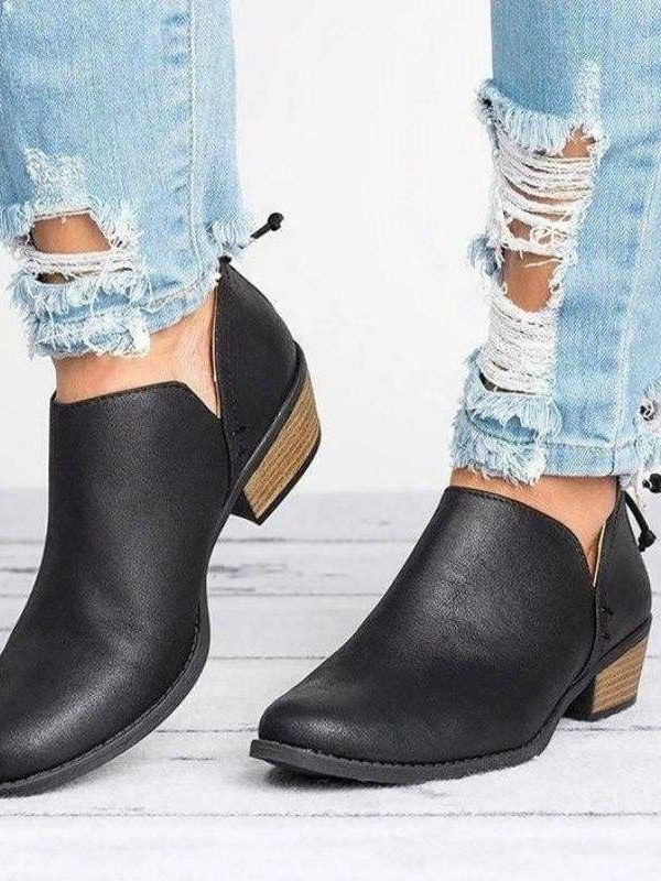 The Best Women's Boots Shoes High-heel Low Solid Zipper Plus Size Online - Source Silk