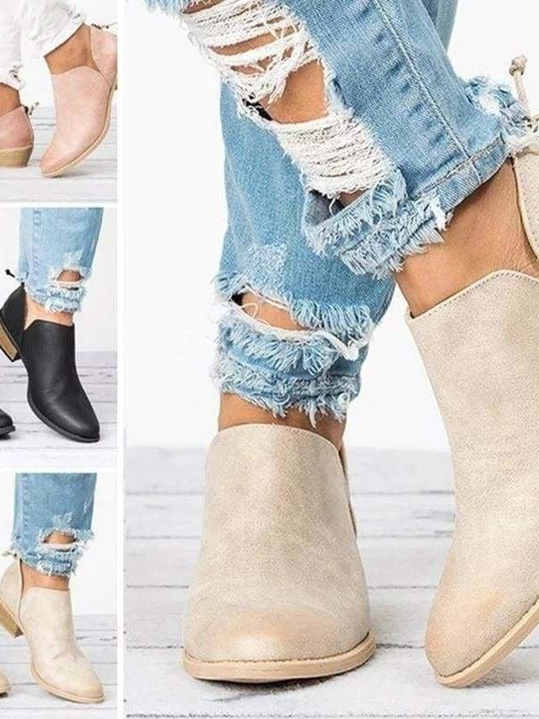 The Best Women's Boots Shoes High-heel Low Solid Zipper Plus Size Online - Source Silk