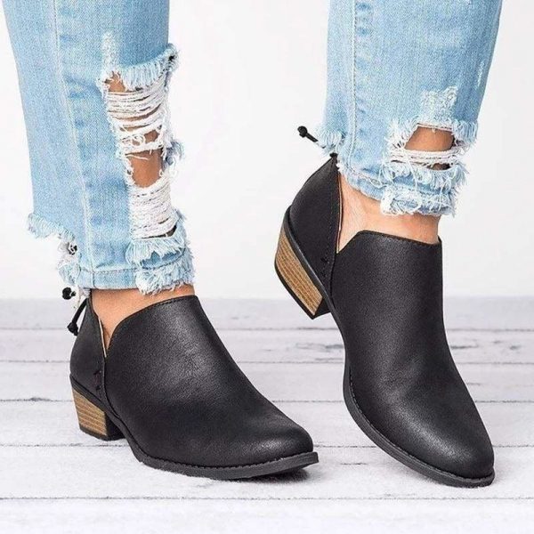 The Best Women's Boots Shoes High-heel Low Solid Zipper Plus Size Online - Source Silk