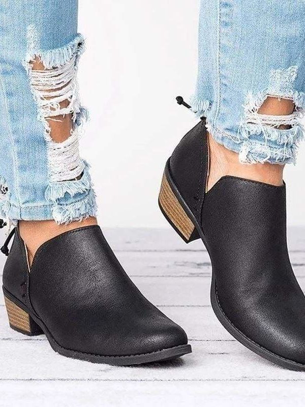 The Best Women's Boots Shoes High-heel Low Solid Zipper Plus Size Online - Source Silk