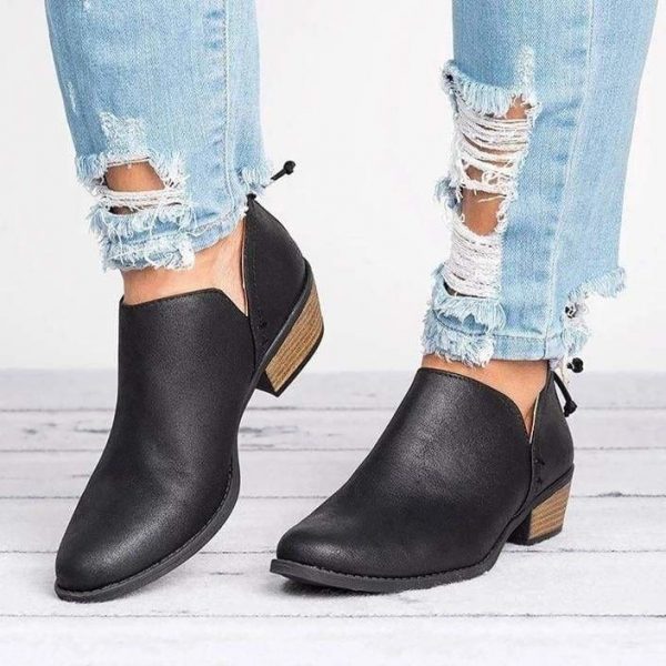 The Best Women's Boots Shoes High-heel Low Solid Zipper Plus Size Online - Source Silk