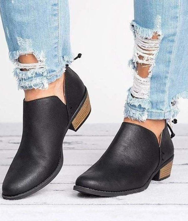 The Best Women's Boots Shoes High-heel Low Solid Zipper Plus Size Online - Source Silk