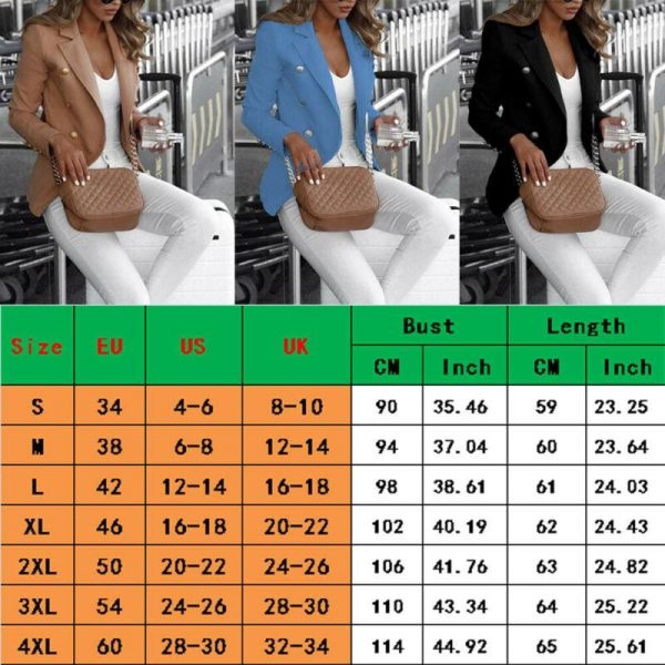 The Best Women's Button Lapel Slim Long Sleeve Blazer Office Ladies Workout Casual Coat Suit Tops Jacket Outwear Streetwear Online - Takalr