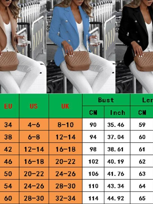 The Best Women's Button Lapel Slim Long Sleeve Blazer Office Ladies Workout Casual Coat Suit Tops Jacket Outwear Streetwear Online - Takalr