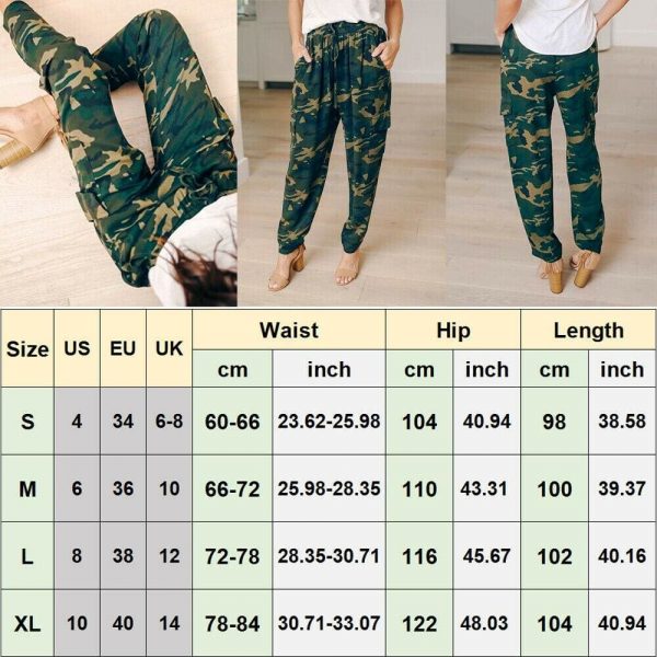 The Best Women's Camo Elastic Cargo Trousers Casual Loose Pants Fashion Ladies Military Army Combat Camouflage Pants New Online - Takalr