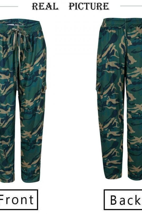 The Best Women's Camo Elastic Cargo Trousers Casual Loose Pants Fashion Ladies Military Army Combat Camouflage Pants New Online - Takalr