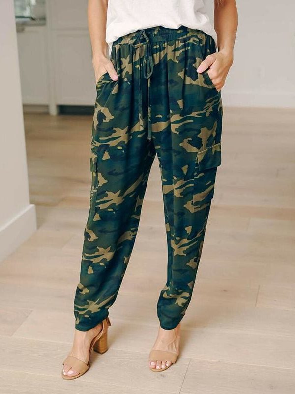 The Best Women's Camo Elastic Cargo Trousers Casual Loose Pants Fashion Ladies Military Army Combat Camouflage Pants New Online - Takalr