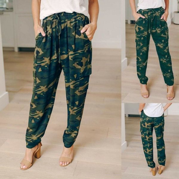 The Best Women's Camo Elastic Cargo Trousers Casual Loose Pants Fashion Ladies Military Army Combat Camouflage Pants New Online - Takalr