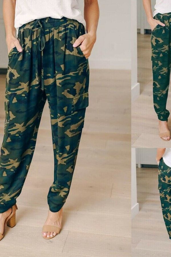 The Best Women's Camo Elastic Cargo Trousers Casual Loose Pants Fashion Ladies Military Army Combat Camouflage Pants New Online - Takalr