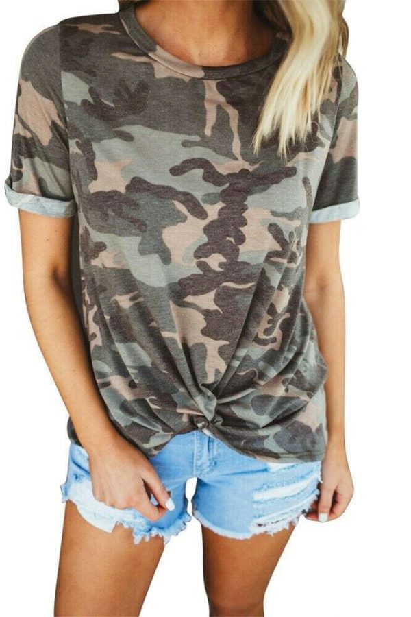 The Best Women's Camouflage Casual Summer Short Sleeve Camo Shirt Ladies Crew Neck Tops T Shirt Loose Baggy Tee Women Clothes Online - Takalr