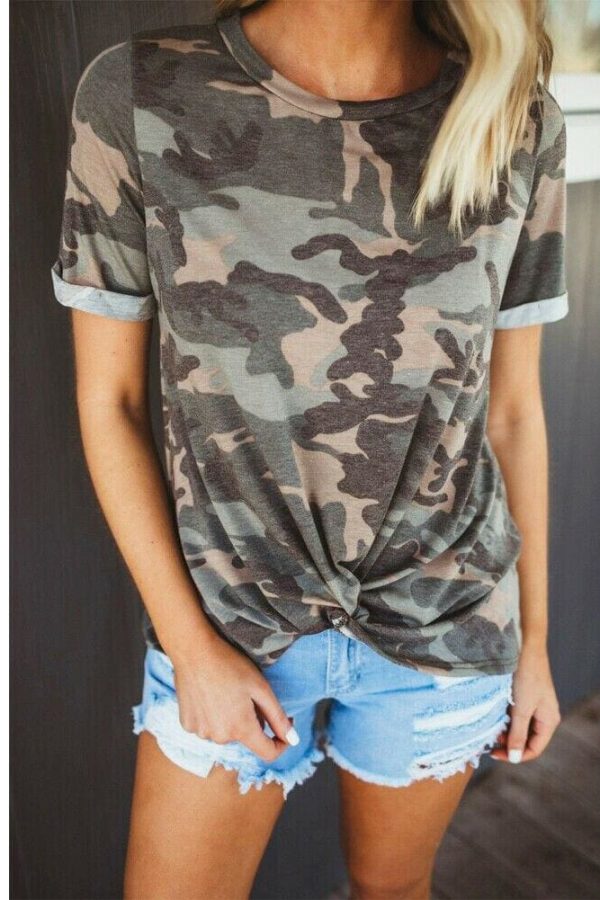 The Best Women's Camouflage Casual Summer Short Sleeve Camo Shirt Ladies Crew Neck Tops T Shirt Loose Baggy Tee Women Clothes Online - Takalr