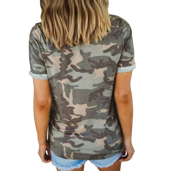 The Best Women's Camouflage Casual Summer Short Sleeve Camo Shirt Ladies Crew Neck Tops T Shirt Loose Baggy Tee Women Clothes Online - Takalr