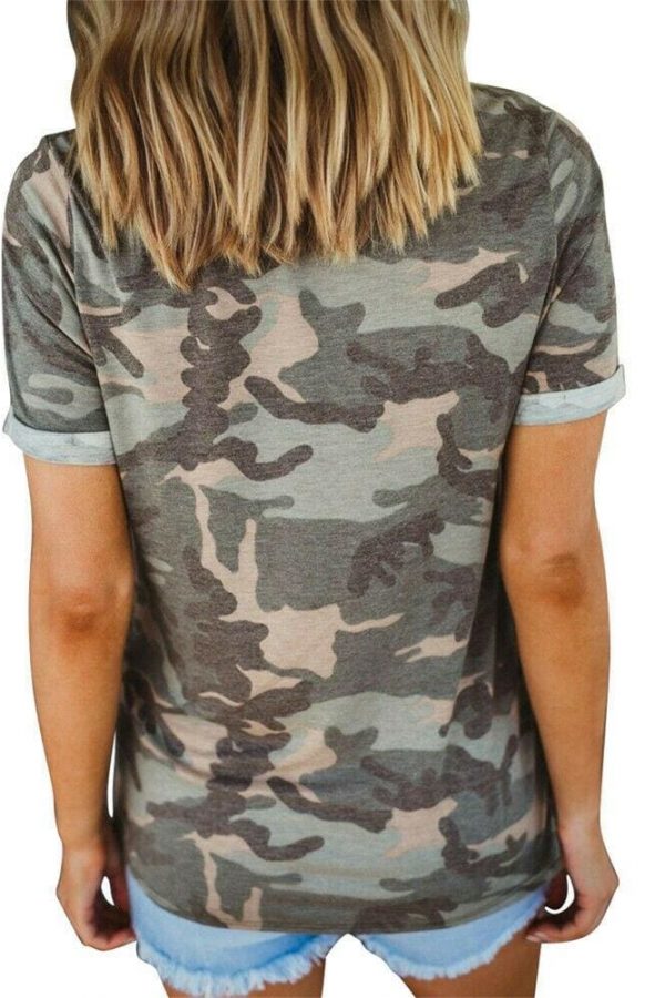 The Best Women's Camouflage Casual Summer Short Sleeve Camo Shirt Ladies Crew Neck Tops T Shirt Loose Baggy Tee Women Clothes Online - Takalr