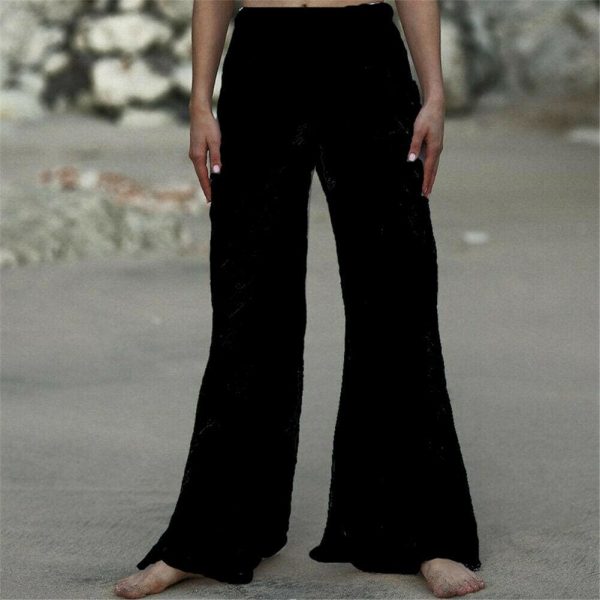 The Best Women's Casual Harem Pants Ladies Summer Beach Loose Baggy Wide Leg Long Loose Trousers See Through Swimwear Online - Takalr