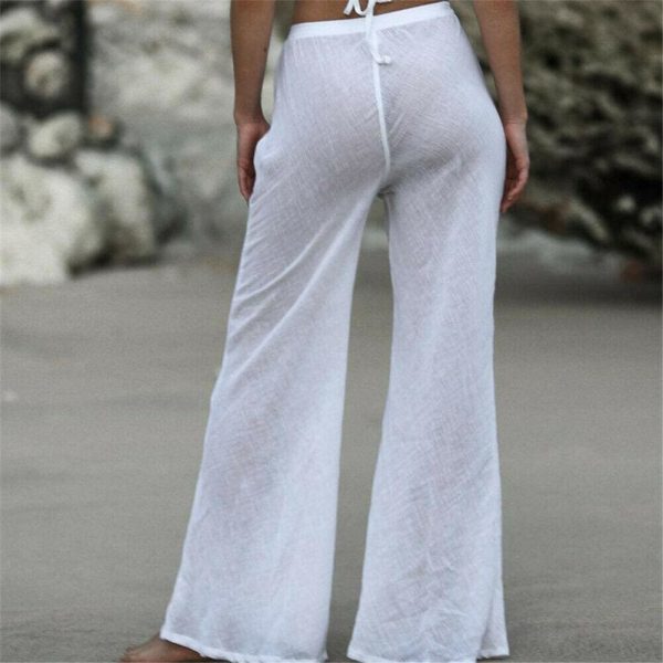 The Best Women's Casual Harem Pants Ladies Summer Beach Loose Baggy Wide Leg Long Loose Trousers See Through Swimwear Online - Takalr