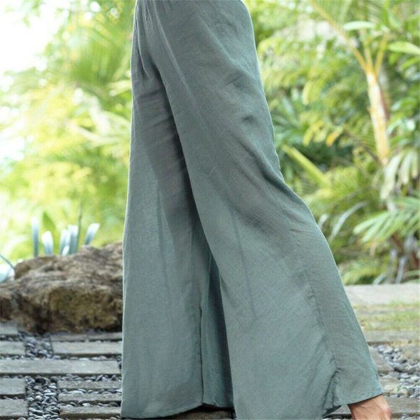 The Best Women's Casual Harem Pants Ladies Summer Beach Loose Baggy Wide Leg Long Loose Trousers See Through Swimwear Online - Takalr