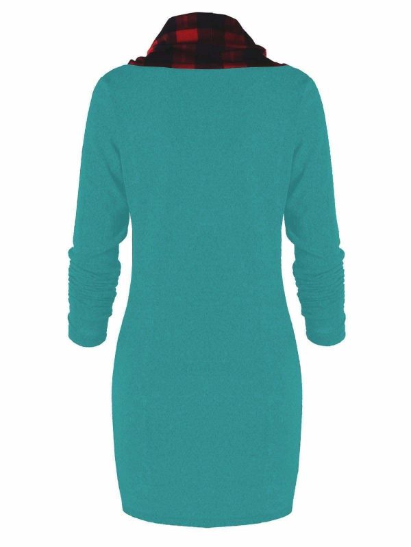 The Best Womens Casual Sheath Cowl Neck Long Sleeve Dress Online - Source Silk