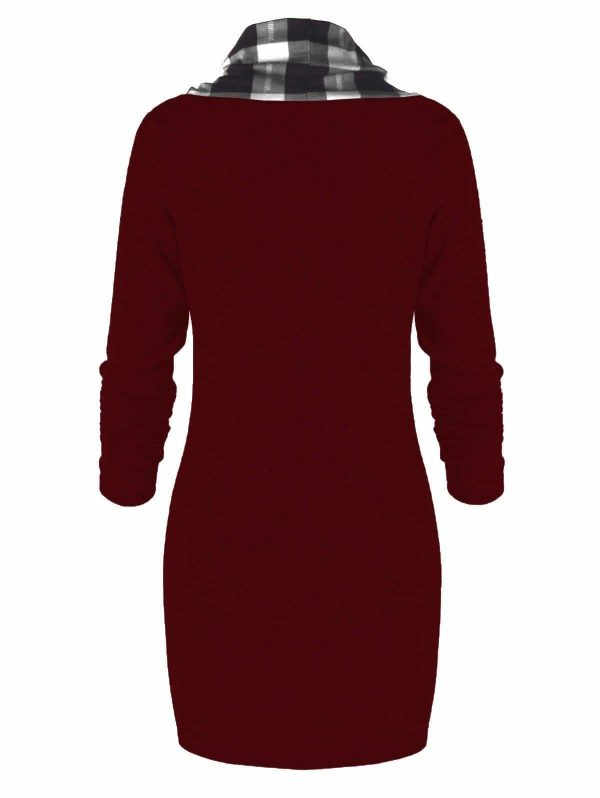 The Best Womens Casual Sheath Cowl Neck Long Sleeve Dress Online - Source Silk