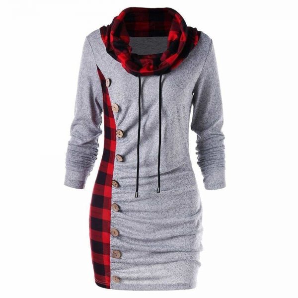 The Best Womens Casual Sheath Cowl Neck Long Sleeve Dress Online - Source Silk