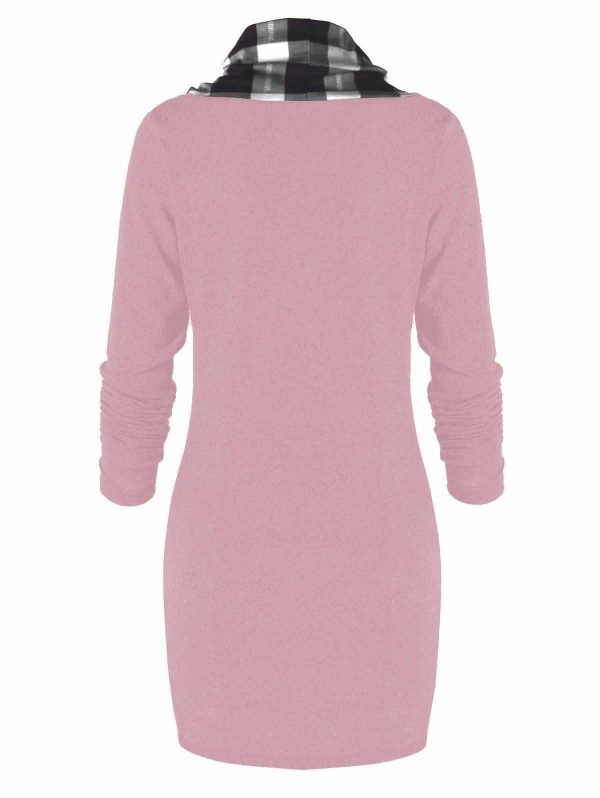 The Best Womens Casual Sheath Cowl Neck Long Sleeve Dress Online - Source Silk