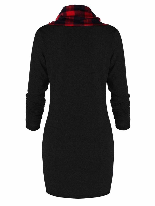 The Best Womens Casual Sheath Cowl Neck Long Sleeve Dress Online - Source Silk