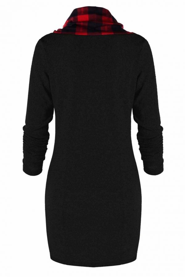 The Best Womens Casual Sheath Cowl Neck Long Sleeve Dress Online - Source Silk