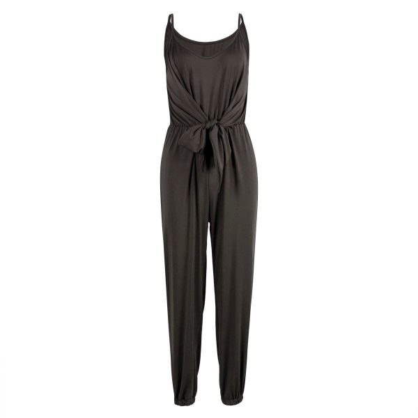 The Best Women's Casual Sleeveless Jumpsuit Slim Summer Fashion Solid Front Bow Slim Fit Long Pant Trousers Jumpsuit Bodysuit Online - Takalr