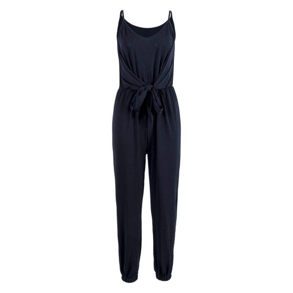 The Best Women's Casual Sleeveless Jumpsuit Slim Summer Fashion Solid Front Bow Slim Fit Long Pant Trousers Jumpsuit Bodysuit Online - Takalr