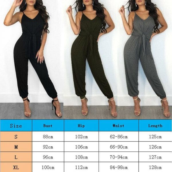 The Best Women's Casual Sleeveless Jumpsuit Slim Summer Fashion Solid Front Bow Slim Fit Long Pant Trousers Jumpsuit Bodysuit Online - Takalr