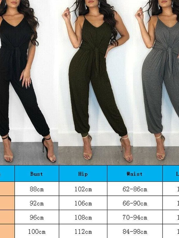 The Best Women's Casual Sleeveless Jumpsuit Slim Summer Fashion Solid Front Bow Slim Fit Long Pant Trousers Jumpsuit Bodysuit Online - Takalr