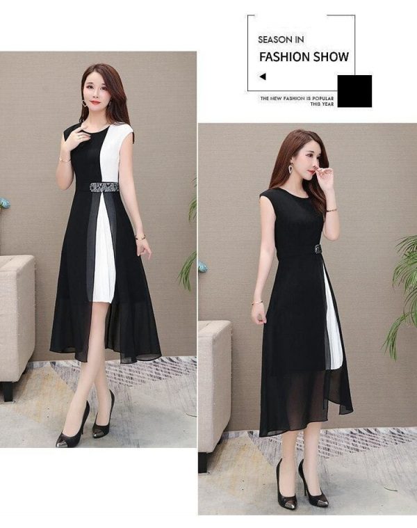 The Best Women's Chiffon Dress - Open Side Split Dot Ladies Plus Size Dress Online - Source Silk