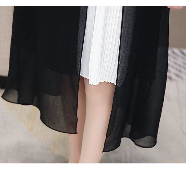 The Best Women's Chiffon Dress - Open Side Split Dot Ladies Plus Size Dress Online - Source Silk