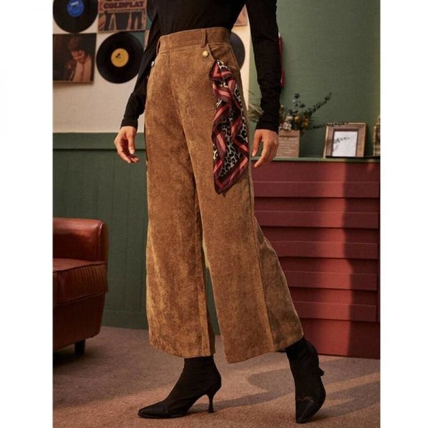 The Best Women's Corduroy Wide-Leg Trousers High Waist Straight Loose Casual Straight Long Bell-bottom Pants Online - Takalr