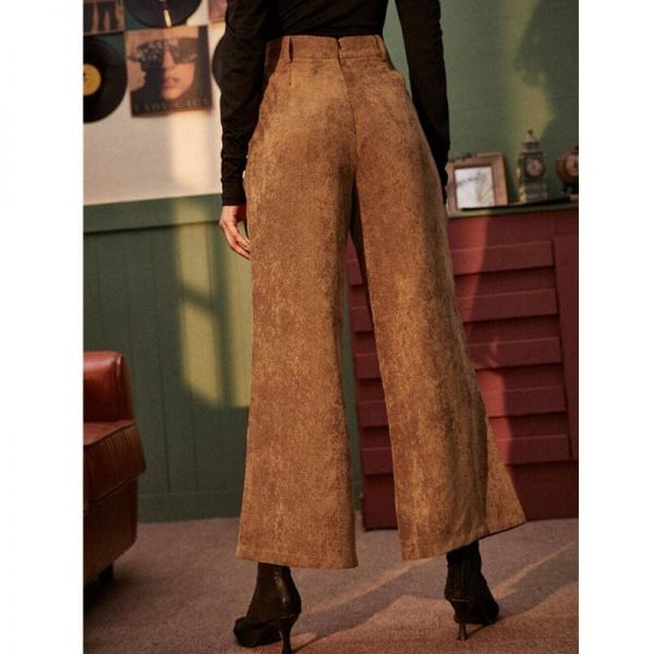 The Best Women's Corduroy Wide-Leg Trousers High Waist Straight Loose Casual Straight Long Bell-bottom Pants Online - Takalr