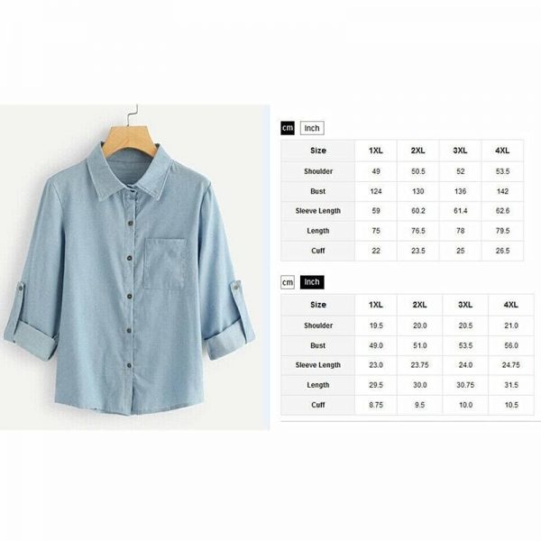 The Best Women's Denim Long Sleeve Tops Shirt Ladies Blue Jeans Buttons Down Casual Blouse Spring Autumn Outwear Tops Online - Takalr