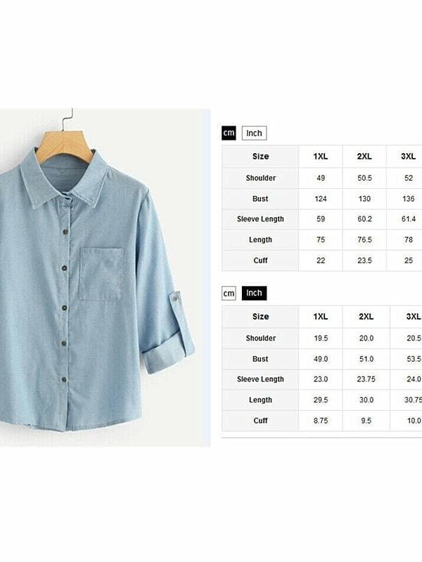 The Best Women's Denim Long Sleeve Tops Shirt Ladies Blue Jeans Buttons Down Casual Blouse Spring Autumn Outwear Tops Online - Takalr