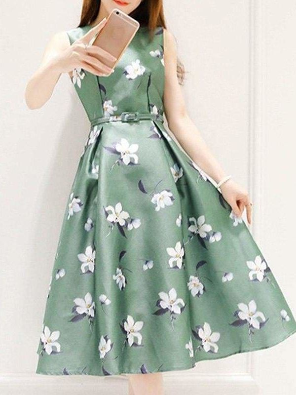 The Best Women's Dresses Casual Printed Off Shoulder Tank Dress Online - Source Silk